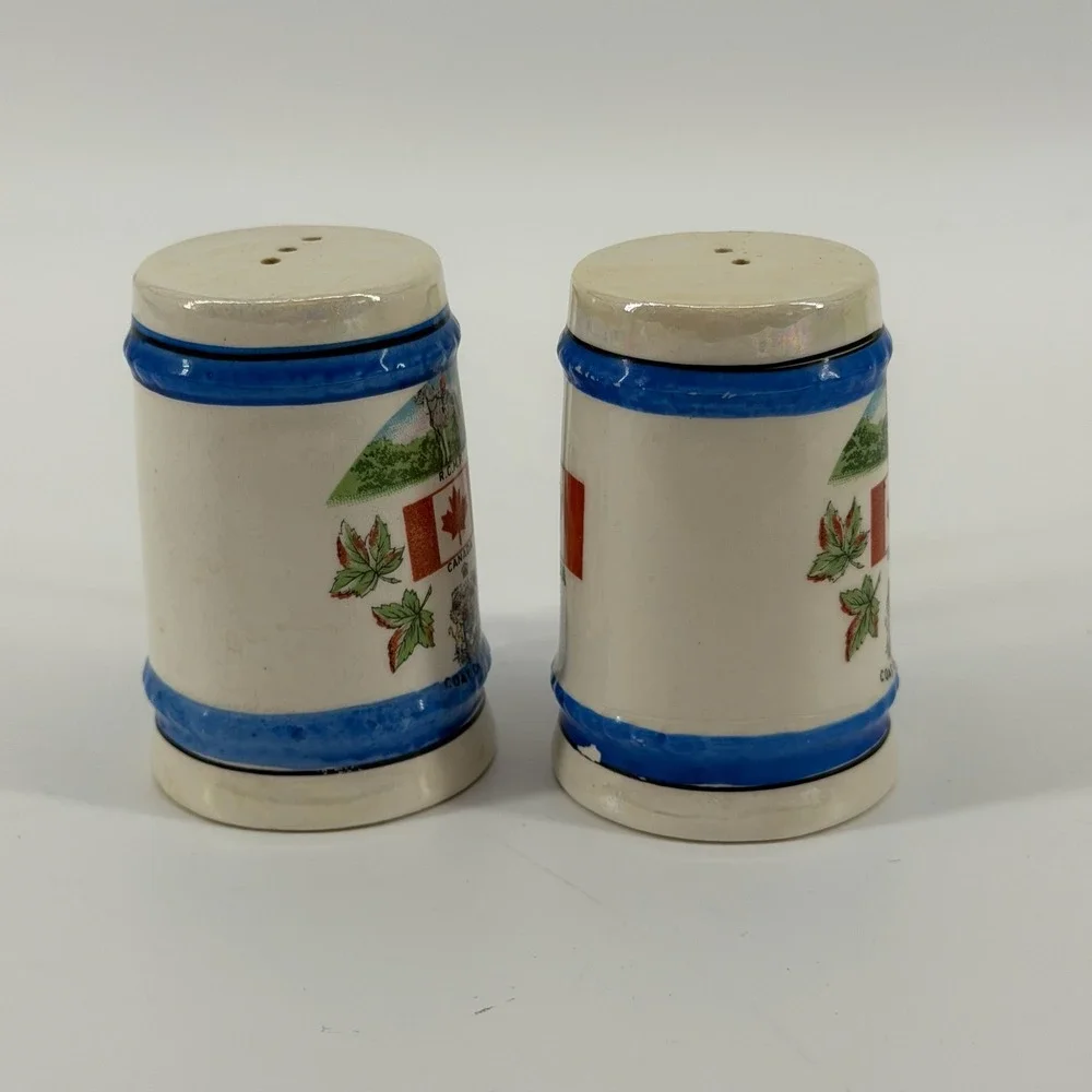 Canada Maple Leaf RCMP Coat of Arms Beer Mug Stein Salt Pepper Shakers Set Japan